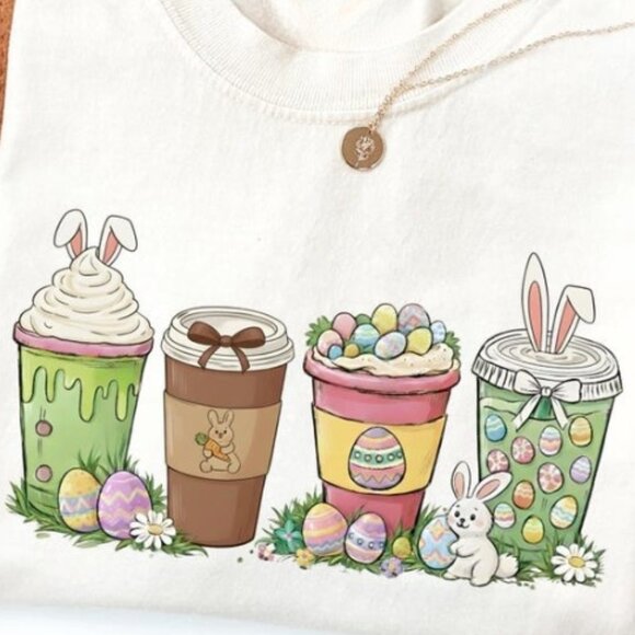 Easter Coffee Shirt, Cute Easter Shirt, Easter Bunny Shirt - Picture 2 of 4